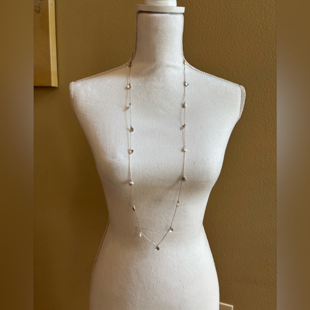 Stella & Dot Silver long layering necklace